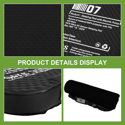 Single Inflatable Camping Mat with Pump Portable Camping Inflatable Pad Compact Camping Air Mattress for Backpacking Car Tent