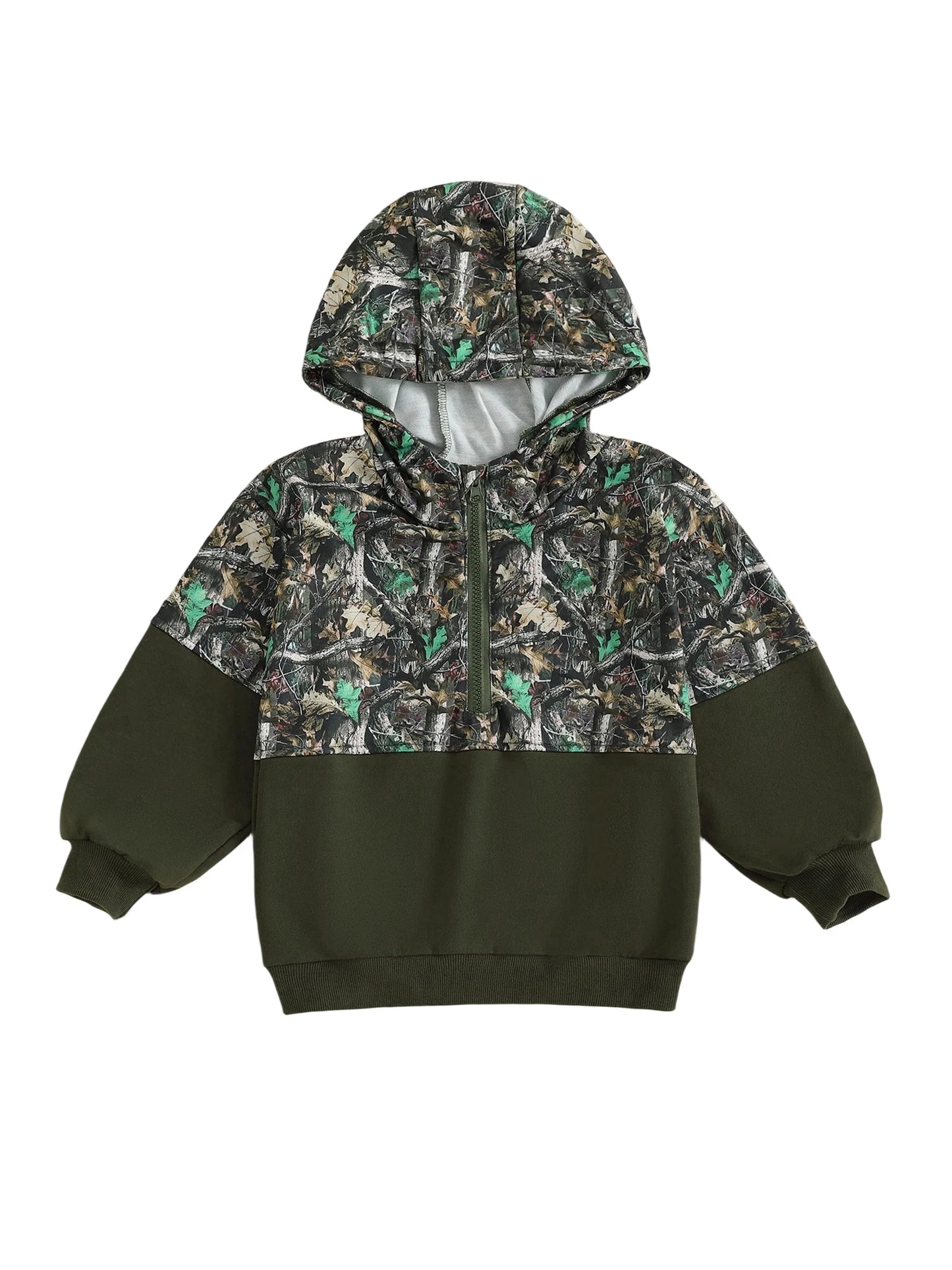 Children s Camouflage Print Half Zip-up Long Sleeve Hooded Sweatshirt Casual Toddler Pullover Jacket Coat Warm Outwear Tops for