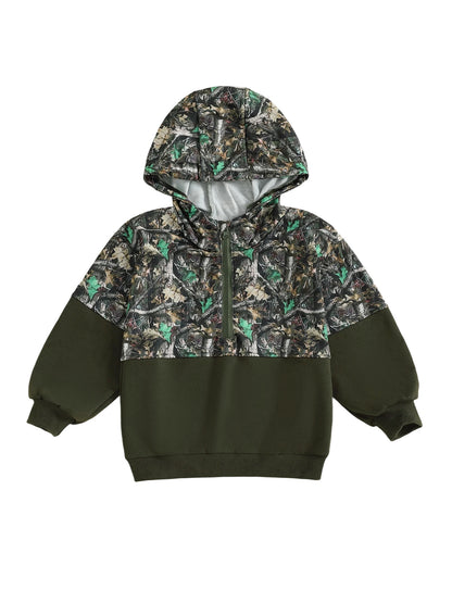 Children s Camouflage Print Half Zip-up Long Sleeve Hooded Sweatshirt Casual Toddler Pullover Jacket Coat Warm Outwear Tops for