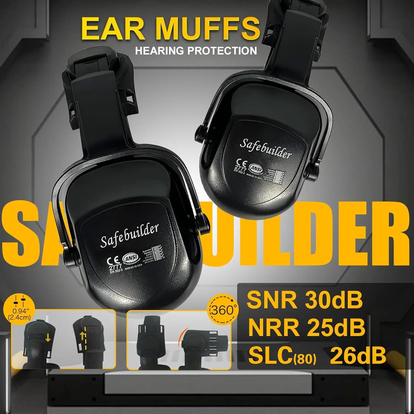 ANSI Z89.1 Approved Safety Helmet with Goggles and Ear Muffs for Industrial Construction Head Protection