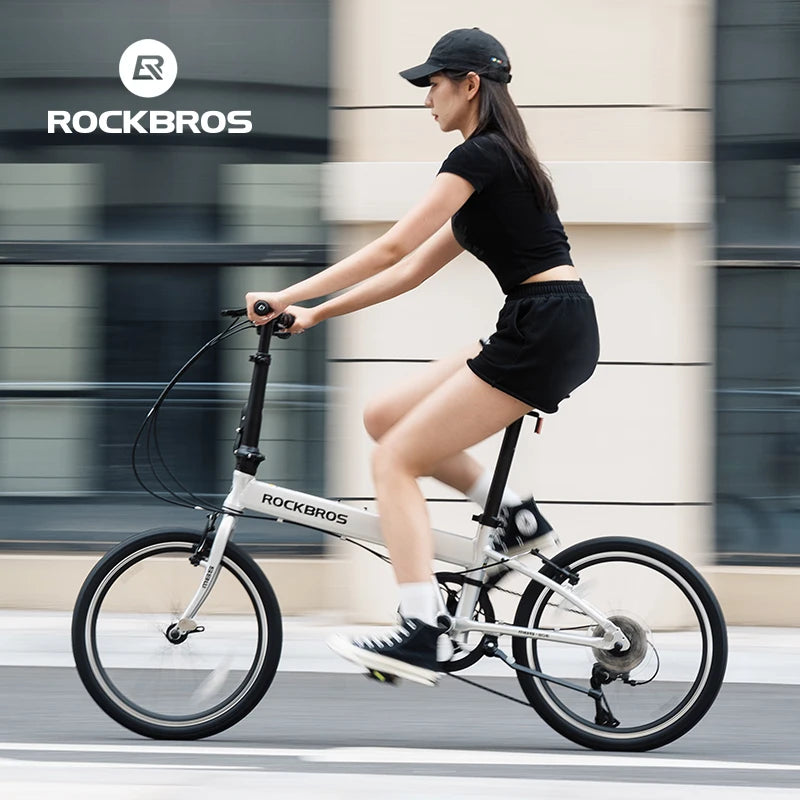 ROCKBROS Folding Bike Aluminium Alloy Frame 20 inch Bike Shimano 8-speed V Brake City Riding Lightweight  Adult Folding Bike