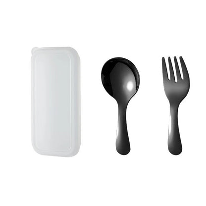 2-piece Mini Portable Spoon and Fork Cutlery Set Stainless Steel Outdoor Camping Lunch Hiking Cooking Utensils