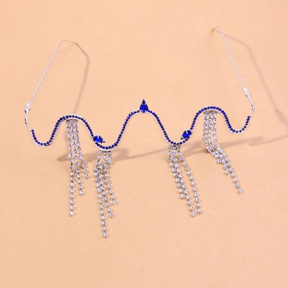 Stonefans Tassel Glasses Frame Women Luxury Retro Sunglasses Bohemian Without Lens Women's Accessories Eyes Glasses Face Jewelry