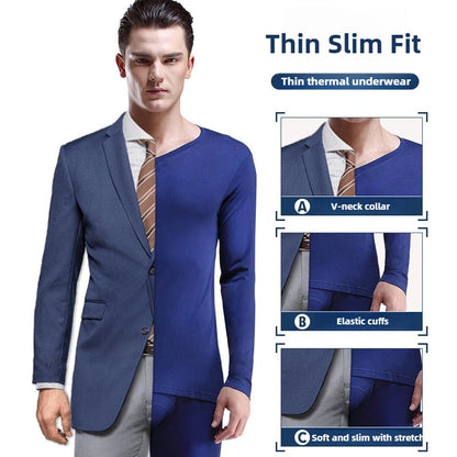 Mens Thermal Undershirt Long-sleeve Men Thermal Shirt V-neck Thin Underwear Top Autumn Winter Underwear