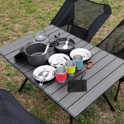 Camping Utensils Cooking Set 3 Person 22PCS Camping Pot and Pan Cooking Set Outdoor Camping Hiking Backpacking with Carry Bag