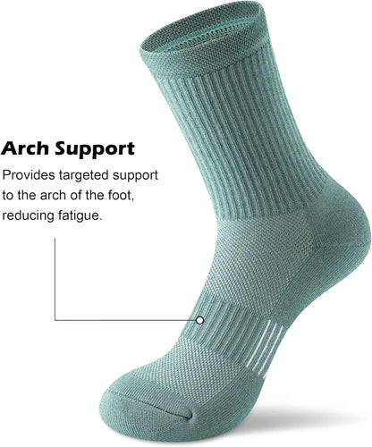 Women's Athletic Crew Socks 5-6 Pairs - Comfort & Cushioned for Running, Hiking, Sports Arch Compression