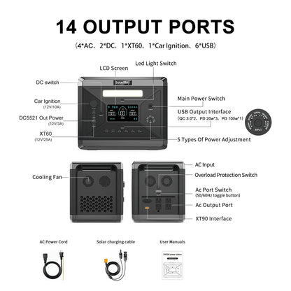 Portable Power Station 2160WH LiFePO4 Battery with 2400W