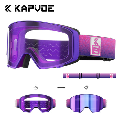 KAPVOE Outdoor Photochromic Ski Goggles Breathable HD Winter Sports Snow Glasses UV400 Anti-fog Magnetic Snowboard Glasses New
