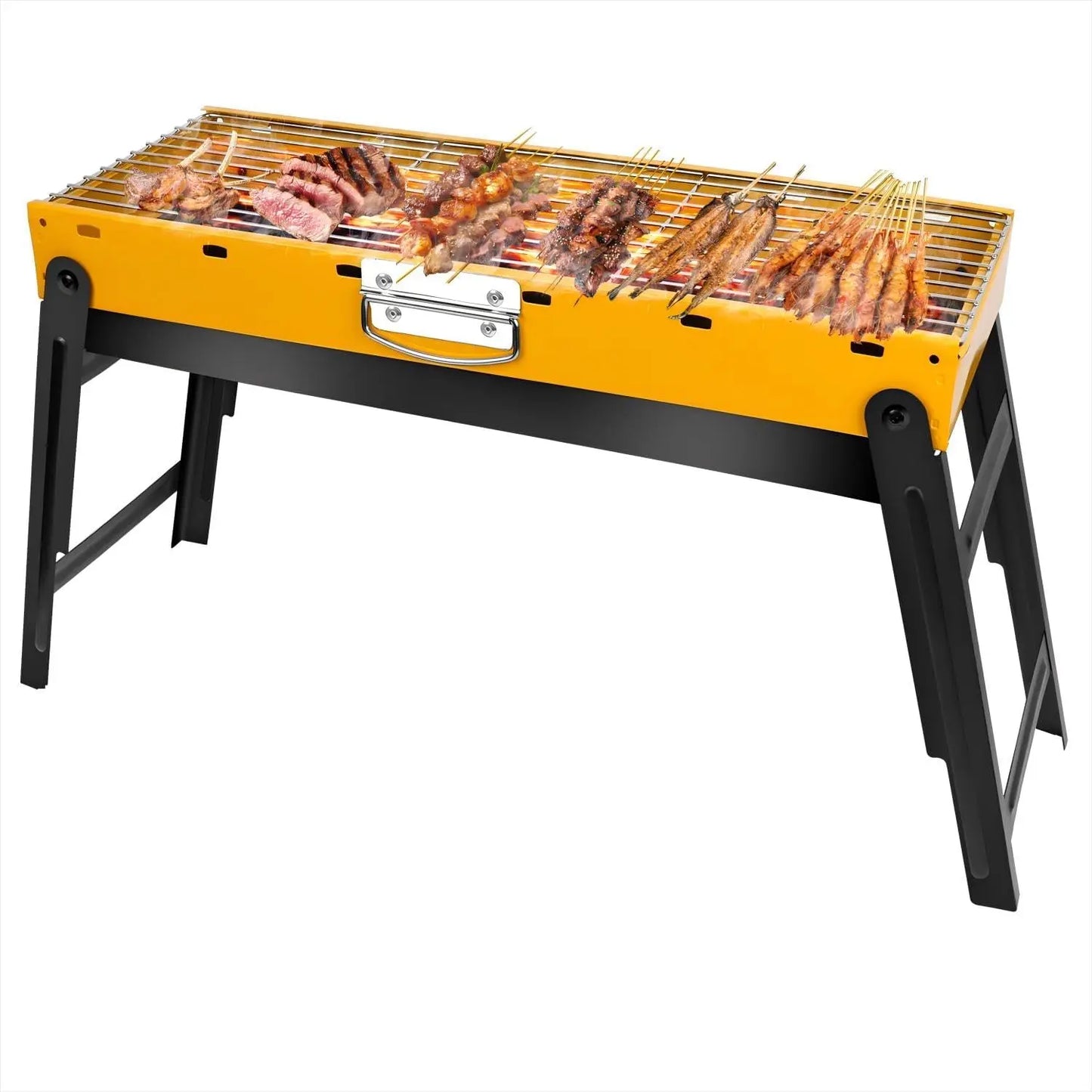 Portable Charcoal Grill 24'x13'x9', Lightweight Folding BBQ for Camping, Hiking, Picnics & Travel