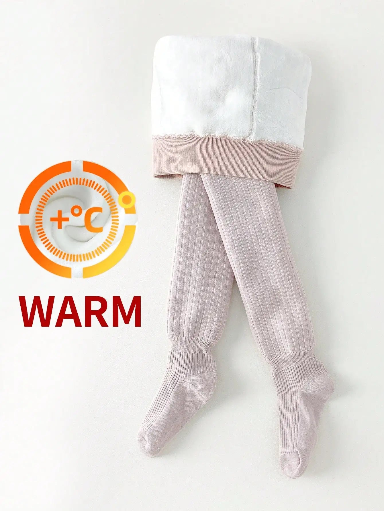 Warm Thermal Lined Stirrup Tights for Toddler Girls, Winter Ribbed Leggings with Soft Fleece Interior