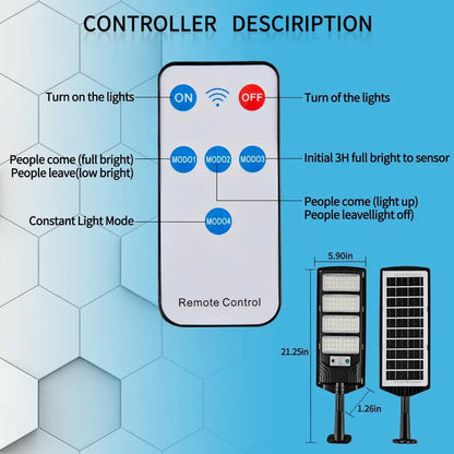 Solar Outdoor Lights,448LEDs Street Lights with 20000LM Hight Brightness, IP66 Waterproof Security Flood Light, Dusk to Dawn Sol