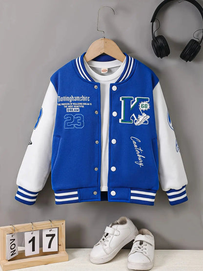 Kids Baseball Jacket Preppy Style Autumn Winter Fashion Outerwear Versatile Children Coat Boys Trendy Top