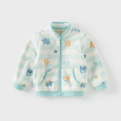 Dave Bella Long Sleeve Polar Fleece Coat for Gilrs Boys Cute Printed Spring Autumn Coat Children Casual Warm Clothes DB396