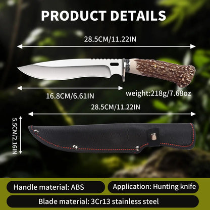 Kitchen Outdoor Multi-purpose Knife with Imitation Angular Handle , Stainless Steel Hunting Knife with Nylon Knife Sheath