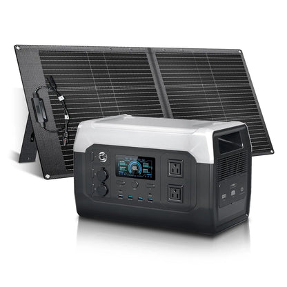 Portable Power Station with 100W Solar Panel,1024Wh LiFePO4 Battery,Solar Generator for Camping, Outdoors, Travel