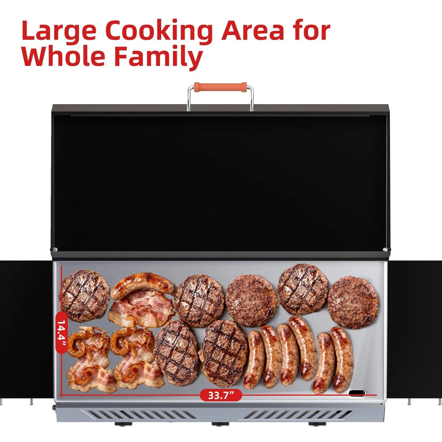 225,000 BTU Flat Top Griddle Grill with Auto Ignition Button, 3 Burner Propane Stove with Griddle, Outdoor Gas, Customized