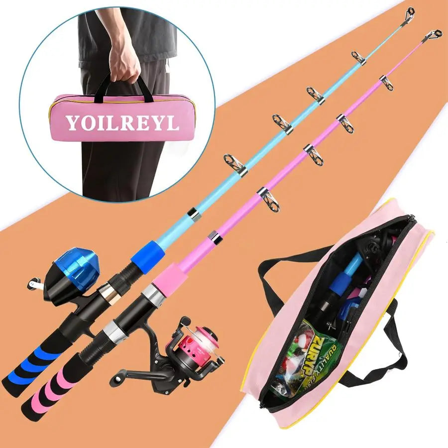 Beginner Telescopic Fishing Rod and Reel Combo Push Button for boys and girls