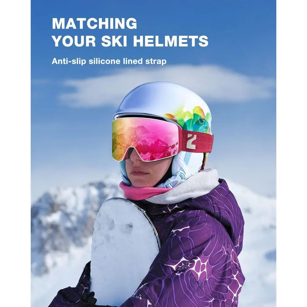 Ski Goggles X12, 100% OTG Compatible, Detachable Lens for Men and Women Adults