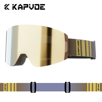 KAPVOE New Photochromic Ski Goggles Snowboard OTG Snow Glasses Magnetic Lens Men Women UV400 Double Layers Lens Anti Fog Skating