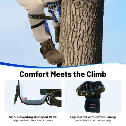 Tree Climbing Spikes Set Adjustable Q235 Steel 330lbs Load Capacity With Safety Rope Belt And Anti Skid Pedal Hunting Outdoor