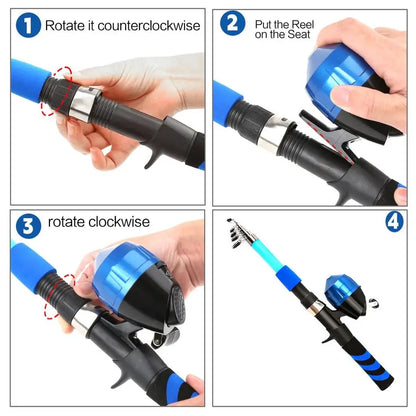 Beginner Telescopic Fishing Rod and Reel Combo Push Button for boys and girls