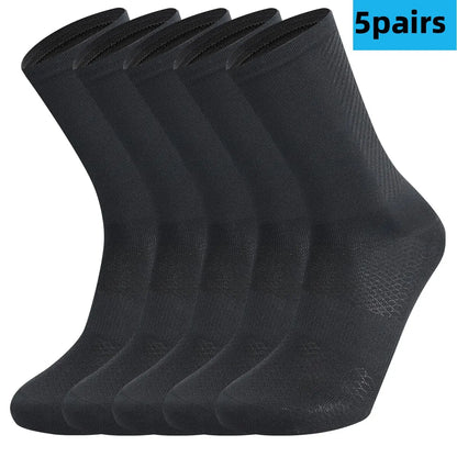 5 Pairs Cycling Socks Men Women Breathable Crew Bike Running Socks Fashion Compression Climbing Travelling Walking Hiking Socks