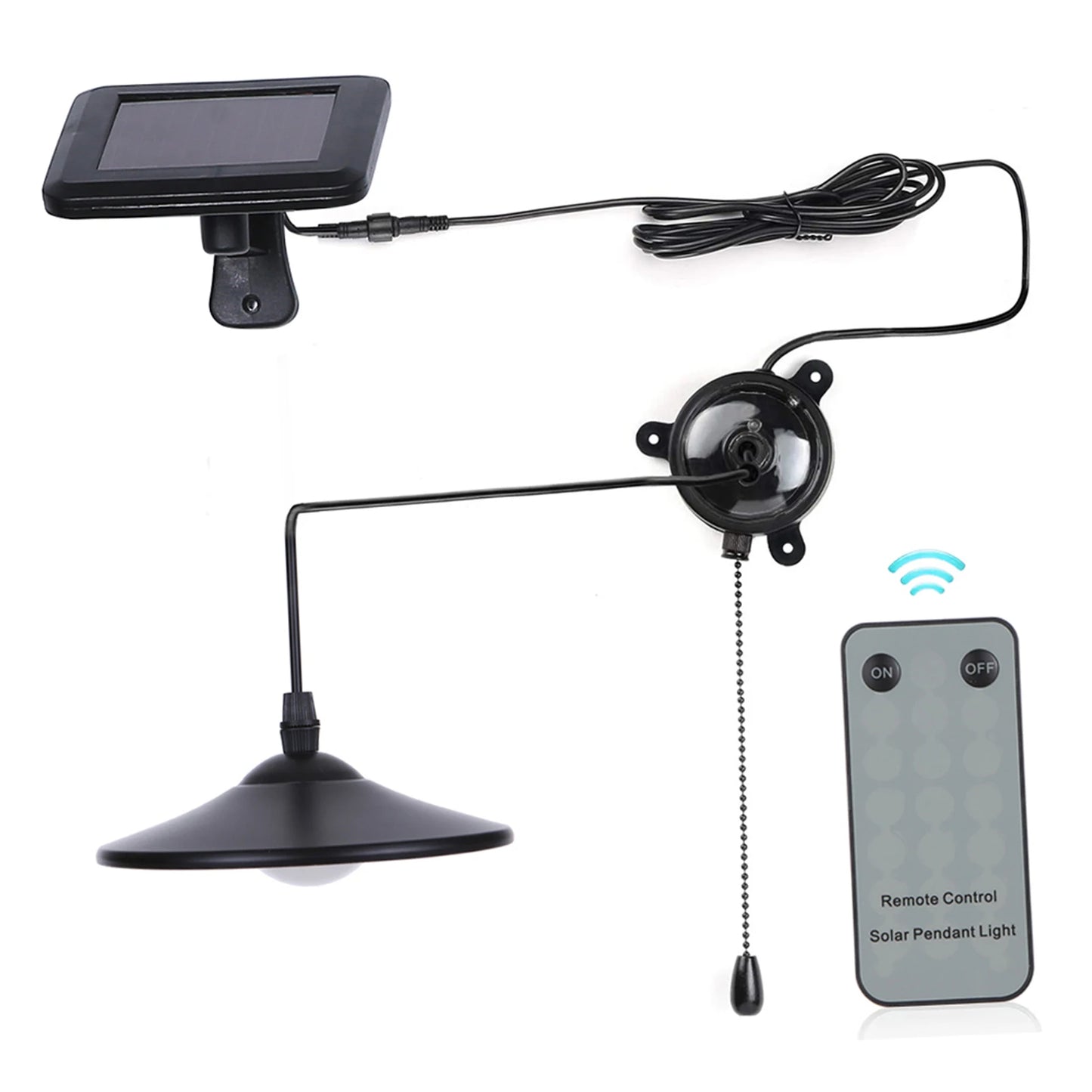 Solar Lamp Solar Pendant Light 2 Control Modes 8 LED Solar Shed Light with Remote Control Pull Cord Switch for Indoor Outdoor