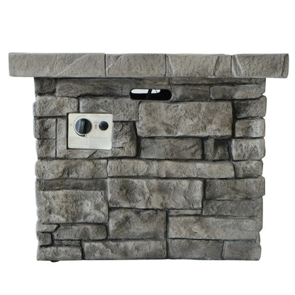 40000 BTU Square Outdoor Fire Table, 30” Grey MgO Propane Gas Fire Pit for Patio Deck Yard Warm Heating