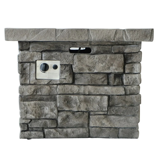 40000 BTU Square Outdoor Fire Table, 30” Grey MgO Propane Gas Fire Pit for Patio Deck Yard Warm Heating