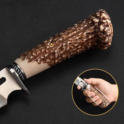 Kitchen Outdoor Multi-purpose Knife with Imitation Angular Handle , Stainless Steel Hunting Knife with Nylon Knife Sheath