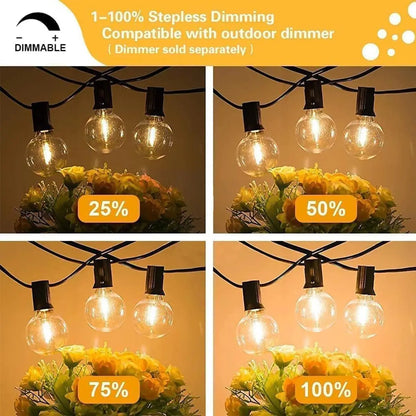 97FT Outdoor LED String Lights with 49 Shatterproof Bulbs, Waterproof for Backyard, Porch, Party, Camping
