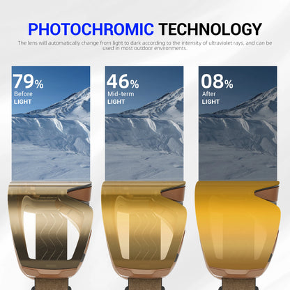 KAPVOE Photochromic Ski Goggles Snowboard OTG Snow Glasses Magnetic Lens Men Women UV400 Double Layers Lens Anti Fog Skating
