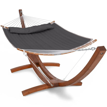 Hammocks Double Hammock with Wooden Stand Included, Outdoor Hammocks for Outside, 475 lbs Capacity, Dark Gray, Customized