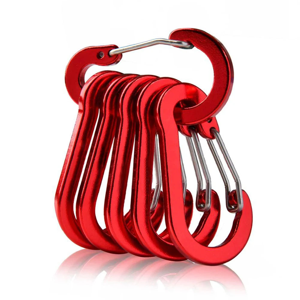 6Pcs Outdoor Carabiner Keychain D Shape Mini Carabiner Buckle Hook Multifunctional Hiking Backpacking Tools