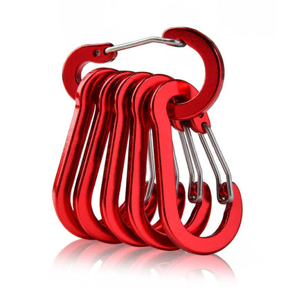 6Pcs Outdoor Carabiner Keychain D Shape Mini Carabiner Buckle Hook Multifunctional Hiking Backpacking Tools