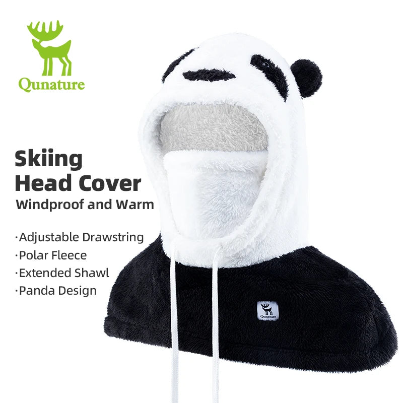 Qunature Thermal Fleece Full-Face Ski Balaclava - Parent-Child & Kids' Outdoor Windproof Neck Gaiter for Autumn/Winter Cycling