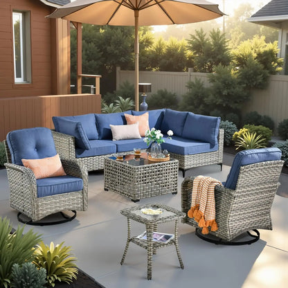 Outdoor Sectional Patio Furniture Set,8 Pieces Wicker Conversation Sets L Shaped Couch,Out Door Sofa Outside, Customized