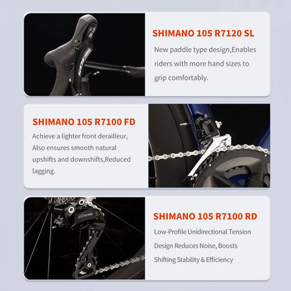 SAVA A7L Pro Carbon Fiber Road Bike, 700C Adult Racing Model, Equipped with Shimano 105 R7120 Groupset, 24-Speed Hydraulic Brake