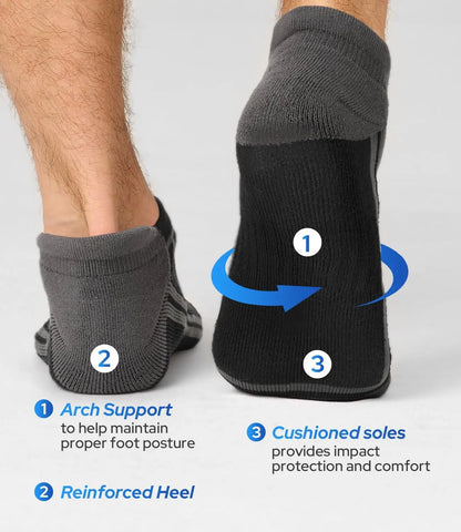 Men's Athletic Ankle Socks with Cushioning, Moisture Wicking, Arch Support, Breathable for Running - 8 Pack