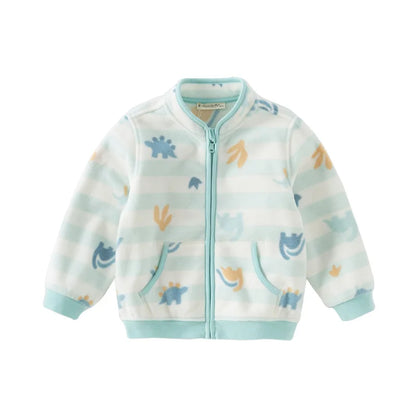 Dave Bella Long Sleeve Polar Fleece Coat for Gilrs Boys Cute Printed Spring Autumn Coat Children Casual Warm Clothes DB396