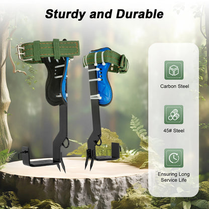 Tree Climbing Spikes Kit w/Safety Harness Gloves Double Teeth Tree Climbing Gear Climber Arborist Aider Tool