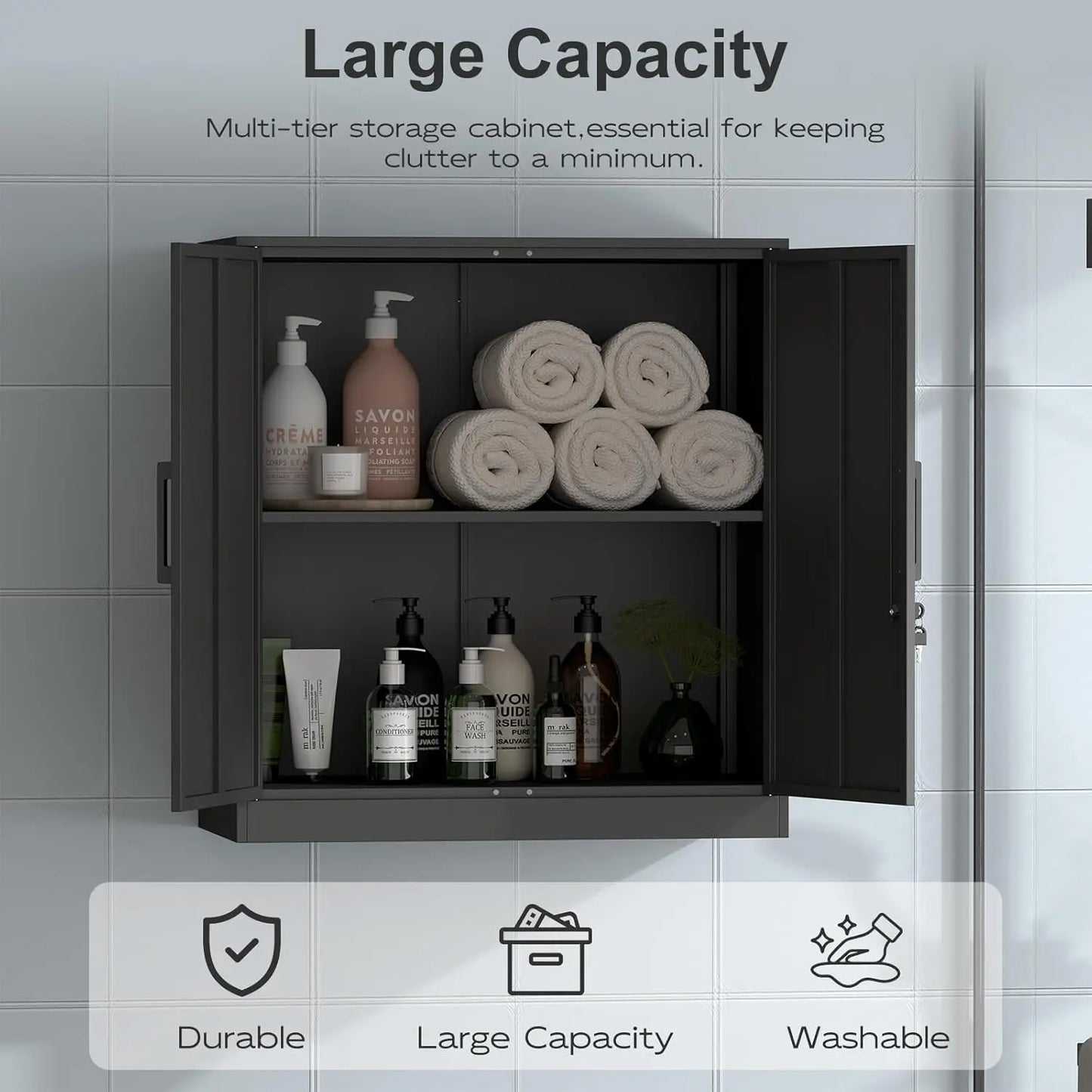 Metal Wall Cabinet,Garage Wall Cabinet with Handle,Lockable Storage Cabinets Wall Mounted with 2 Doors, Customized