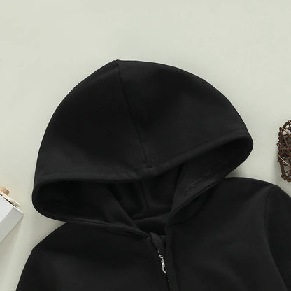 Children s Winter Warm Hooded Jacket Stylish Solid Color Zipper Coat with Long Sleeves for Boys and Girls Casual Loose Fit
