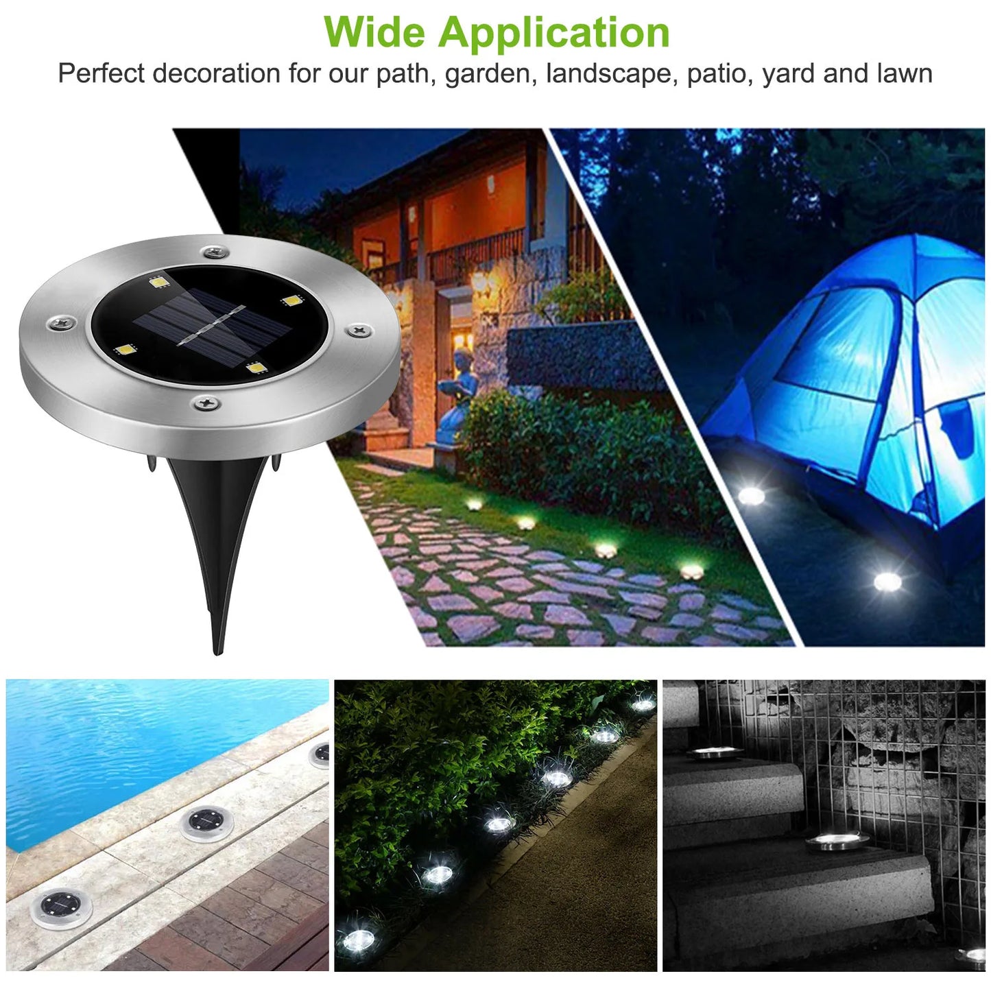 4pcs Solar Ground Light Waterproof Buried Light In Ground Path Deck Lawn Patio Light 4LED