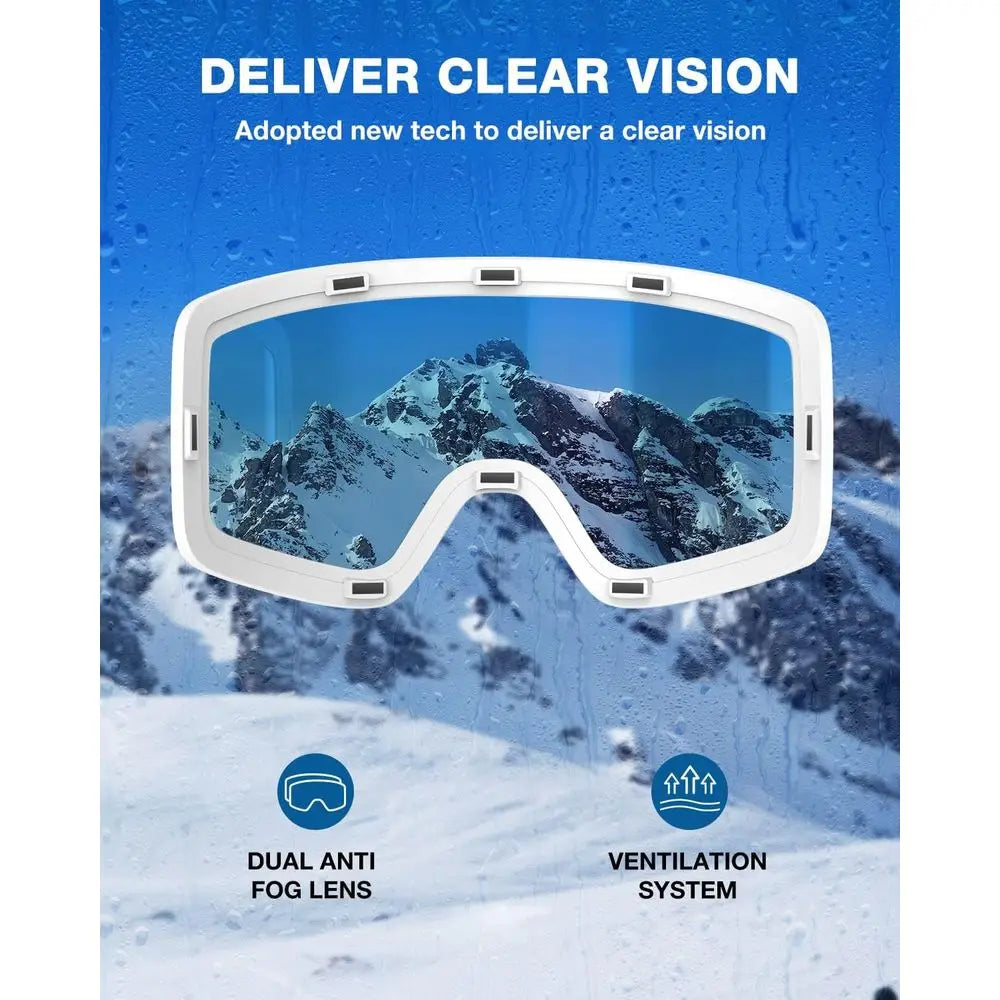 Ski Goggles X12, 100% OTG Compatible, Detachable Lens for Men and Women Adults