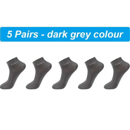 New 5Pairs High Qualty Men Bamboo Fiber Socks Short Summer Breatheable Anti-Bacterial Man Ankle Socks Busines Plus size EU38-46