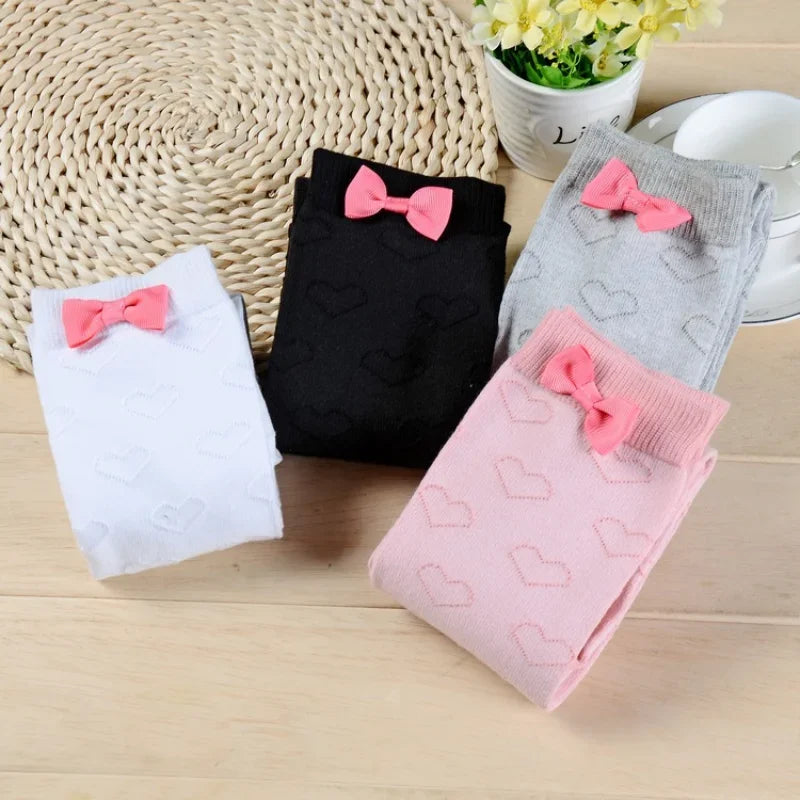 Pink Bow Patchwork School Female Knee Socks Embroidery Women's Stockings Kawaii Campus  Long Socks Cute Girl Thigh High Stocking