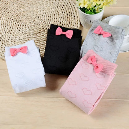 Pink Bow Patchwork School Female Knee Socks Embroidery Women's Stockings Kawaii Campus  Long Socks Cute Girl Thigh High Stocking