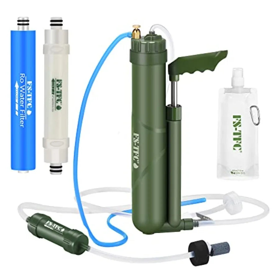 Portable Water Filter Survival Gear High Precision and Large Flow Optional 2 in 1 Water Purification for Hiking Camping Travel