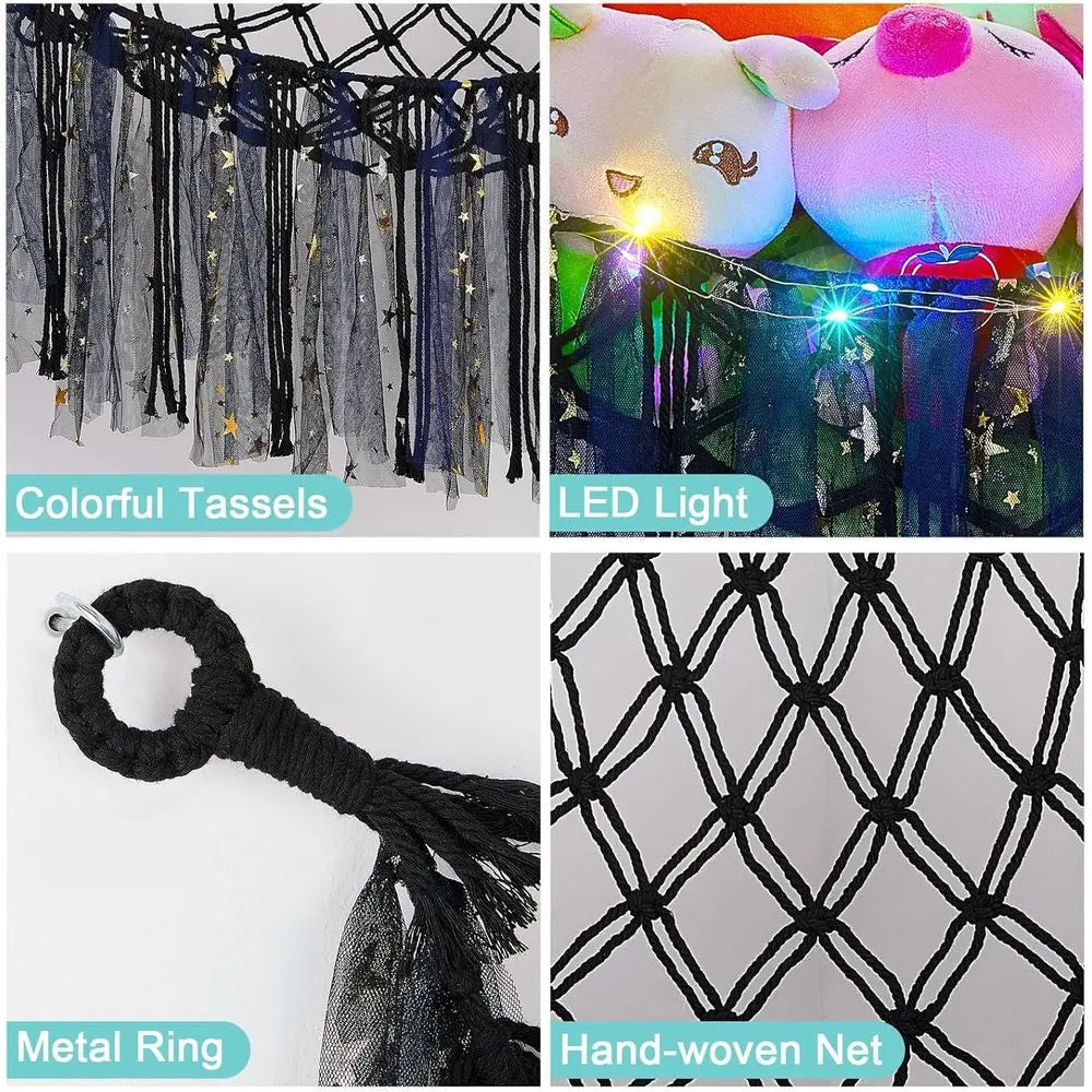 LED Lighted Toy Hammock Organizer for Stuffed Animals, Nursery Décor & Kids' Bedroom